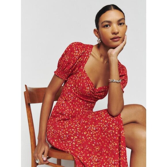 Reformation Dresses & Skirts - 💕REFORMATION💕 Lacey Dress ~ Baila Red Floral Print 8 NWT